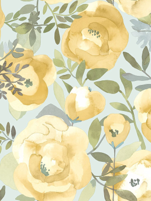 Orla Floral Wallpaper In Yellow From The Bluebell Collection By Brewster Home Fashions