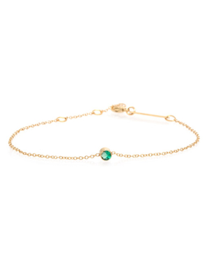 14k Single Bezel Emerald Bracelet | May Birthstone