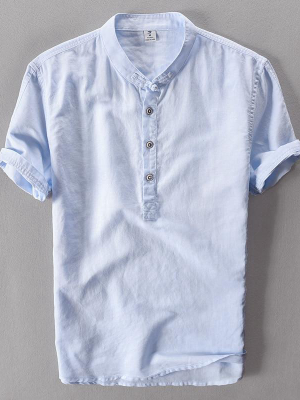 Pologize™ Short Sleeve Mandarin Collar Shirt