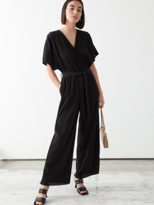 Plissé Pleated Wrap Jumpsuit