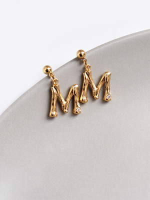 'kelly' 18k Gold Initial Stone Earrings