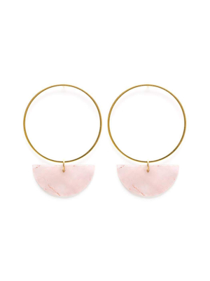 Sun And Moon Stud Earrings In Rose Quartz