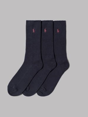 Polo Ralph Lauren 3 Pack Crew Socks (navy)