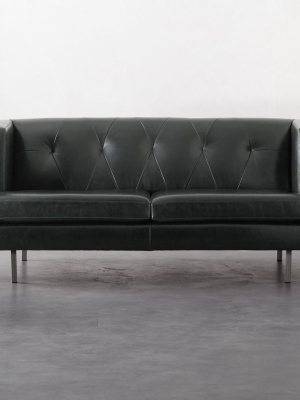 Avec Leather Apartment Sofa With Brushed Stainless Steel Legs