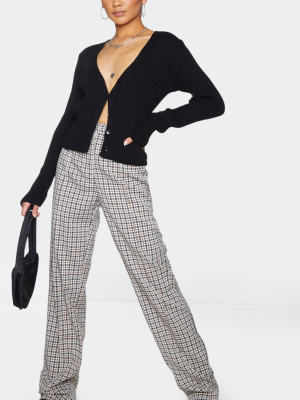 Stone Check High Waisted Straight Leg Pants