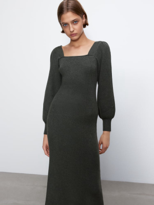 Balloon Sleeve Knit Dress