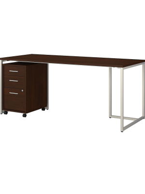 Office By Kathy Ireland 71 Computer Desk W/3-drawer Mobile File Cabinet, Century Walnut Mth014cwsu