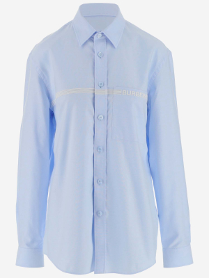 Burberry Logo Embroidered Curved Hem Shirt