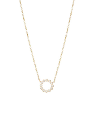 14k Gold Small Bezel Circle Necklace