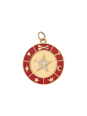 Large Red Enamel Star Medallion