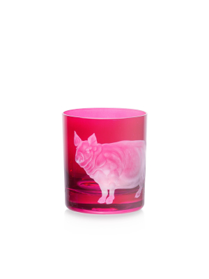 Barnyard Pig Dof Glass, Fuchsia