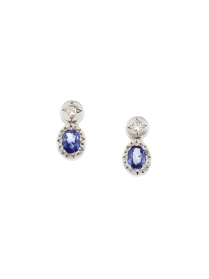Sapphire & Diamond Stacked Stud Earrings