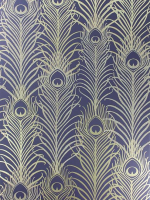 Peacock Wallpaper In Dark Violet And Metallic Gold By Matthew Williamson For Osborne & Little