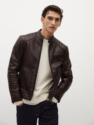 Brown Nape Biker Jacket