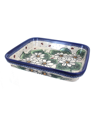 Blue Rose Polish Pottery Ladybug Medium Rectangular Baker