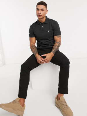 Polo Ralph Lauren Slim Fit Polo In Black Marl With Player Logo
