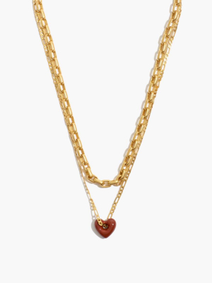 Enamel Heart Chain Necklace Set