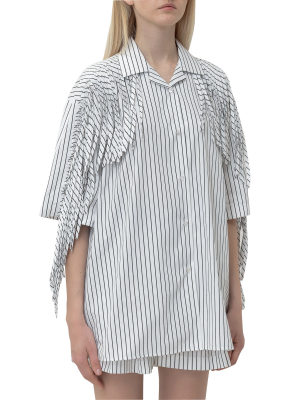 Msgm Fringed Striped Shirt