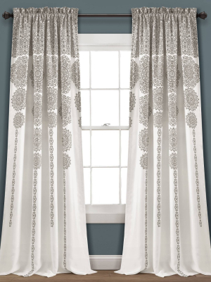 Set Of 2 Striped Medallion Room Darkening Window Curtain Panels - Lush Décor