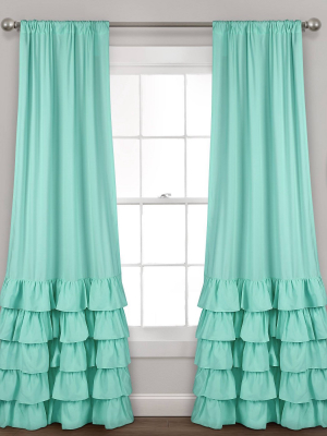 Set Of 2 (84"x40") Allison Ruffle Rod Pocket Light Filtering Window Curtain Panels - Lush Décor