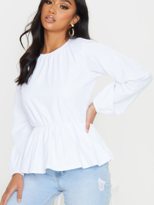 Petite White Drop Hem Woven Blouse