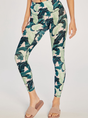 High Waisted Leaves 7/8 Legging | Martinique Leaves