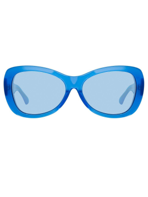 Dries Van Noten 195 Round Sunglasses In Blue