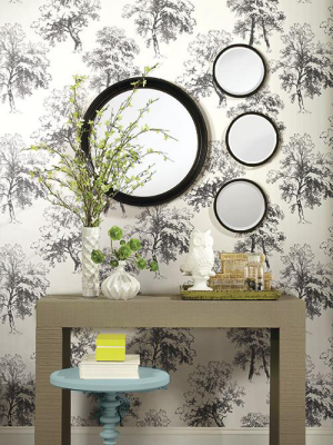 Deciduous Wallpaper In Black And White By Ashford House For York Wallcoverings