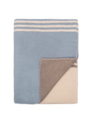 Light Blue And Grey Striped Throw