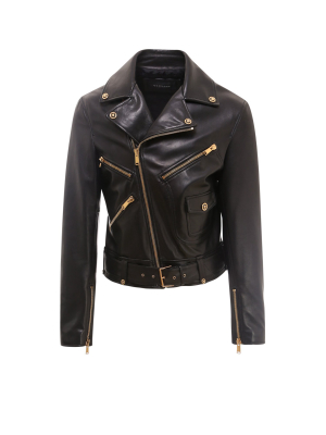 Versace Zipped Cropped Biker Jacket