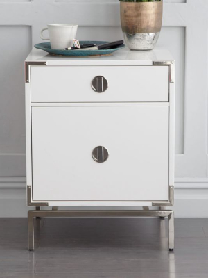 Malone Campaign Nightstand - White Lacquer