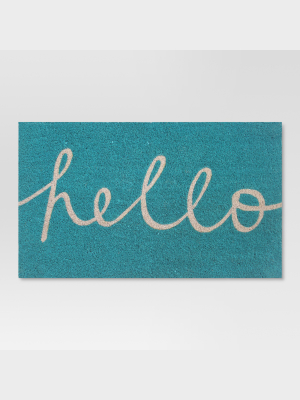 Blue Hello Cursive Doormat 1'6"x2'6" - Room Essentials™