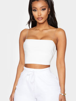 Shape White Slinky Clear Strap Crop Top