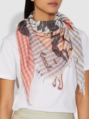 Stripe Planet Print Oversized Square Scarf