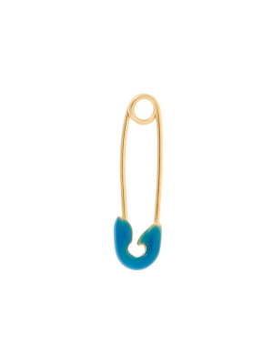 Neon Blue Enamel Safety Pin Earring