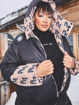 Prettylittlething Plus Ski Camel Print...