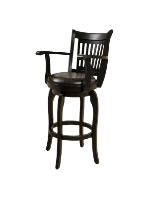 30" Prescott Bonded Leather Swivel Barstool With Arms - Espresso - Christopher Knight Home