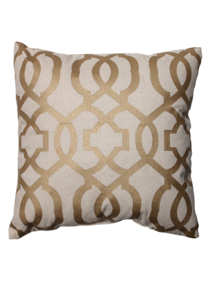 Pillow Perfect Geometric Throw Pillow - 16.5"x16.5" - Gold/linen