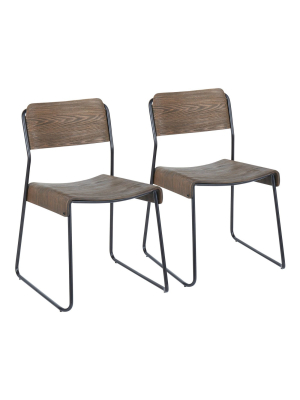 Set Of 2 Dali Industrial Chair Espresso - Lumisource