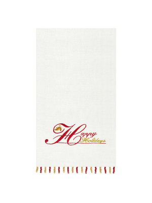 C&f Home Happy Holidays Beaded Guest Towel