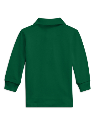 Cotton Mesh Long-sleeve Polo