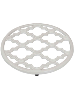 Home Basics Lattice Collection Cast Iron Trivet, White