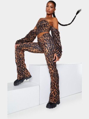 Brown Leopard Print Slinky V Hem Low Rise...