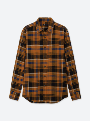 Men Flannel Checked Long-sleeve Shirt