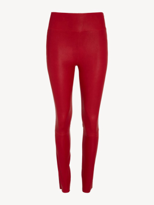 Red Leather Ankle Legging