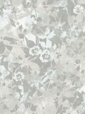 Wildflower Shadows Peel & Stick Wallpaper In Grey And White By Roommates For York Wallcoverings