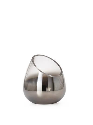 Smoke Mirror Angled Cone Vase / Candle Holder In Short