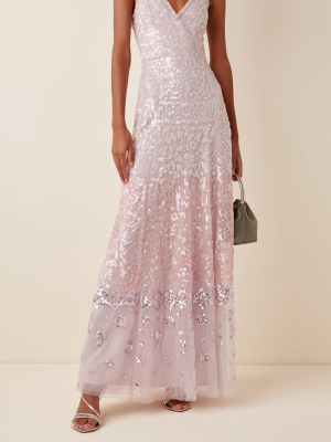 Ruffled Sequin-embellished Tulle Gown