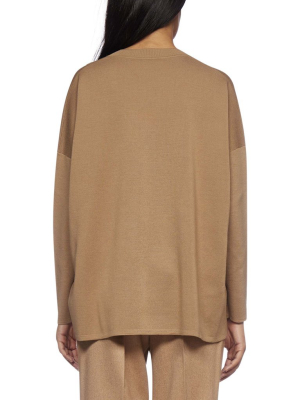 Max Mara Logo Embroidered V-neck Jumper