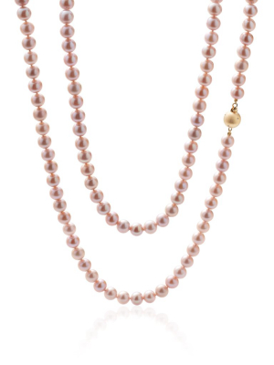 Pink Pearl & Gold Long Necklace